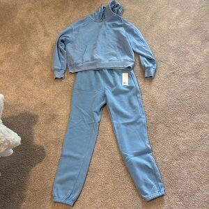 Women’s size small blue jogger and hoodie matching set
